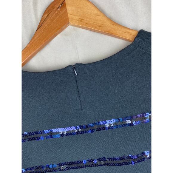Womens Tory Burch Sequins Stripe Short Sleeve Sweater size Large Wool Blend - Picture 9 of 9